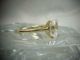 4 Prong Solitaire Engagement Ring 1.5ct Emerald Cut Diamond 14k WhiteGold Finish