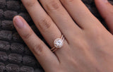 Halo Bridal Set Engagement Ring 1.5ct Round Cut Diamond 14k Rose Gold Finish