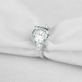 3ct Cushion Diamond Engagement Ring Trillion Accent Trilogy 14k White Gold Over