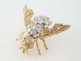 2.14ct Round Brilliant Cut Diamond Bee Design Pin Brooch 14k Dual Gold Finish