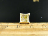 0.75ct Round Yellow Sapphire Square Cluster Stud Earrings 14k Yellow Gold Finish