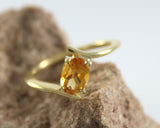 1ct Engagement Ring Oval Cut Yellow Citrine Bypass Solitaire 14k YellowGold Over