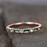 1ct Baguette Cut Green Emerald Half Eternity Wedding Band Ring 14k RoseGold Over