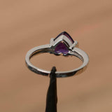 1ct Heart Cut Amethyst Solitaire with Round Accent Ring 14k White Gold Finish