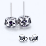 2ct Round Cut Purple Amethyst Halo Diamond Stud Earrings 14k White Gold Finish