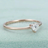 0.2ct Heart Cut Simulated Diamond Minimalist Solitaire Ring 14k Rose Gold Plated