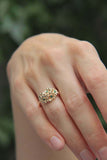 0.5ct Round Cut Green Emerald Engagement Ring Floral Bouquet 14k YellowGold Over