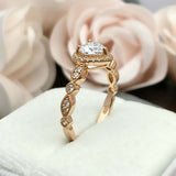 1.4ct Engagement Ring Heart Cut Diamond Halo Design 14k Yellow Gold Finish