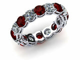 2ct Round Cut Red Garnet Eternity Wedding Band Ring 14k White Gold Finish