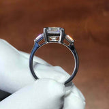 5ct Asscher Diamond Engagement Ring Baguette Accent Trilogy 14k White Gold Over