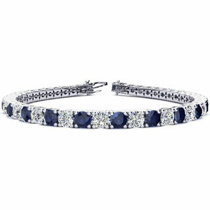 15Ct Round Cut Blue Sapphire Diamond Gatsby Tennis Bracelet 14K White Gold Over