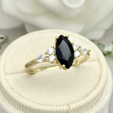 2ct Engagement Ring Marquise Black Diamond Petite Solitaire 14k Yellow Gold Over