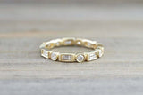 1ct Baguette Diamond Wedding Band Stackable Full Eternity 18k Yellow Gold Finish