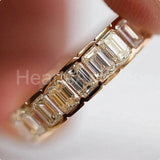 4ct Emerald Simulated Diamond Full Eternity Wedding Band 14k Yellow Gold Plated