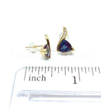 0.7ct Trillion Simulated London Blue Topaz Solitaire Stud Earring 14k GoldPlated