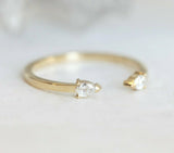 0.4ct Pear Cut Diamond Engagement Ring 14k Yellow Gold Finish Open Solitaire