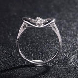 0.9ct Round Cut Diamond Engagement Ring 14k White Gold Finish Cross Heart Shape