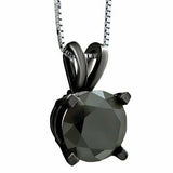 1ct Round Cut Black Diamond Solitaire Pendant 14k Black Gold Finish NO CHAIN