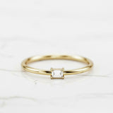 Petite Solitaire Engagement Ring 0.2ct Baguette Cut Diamond 14k Rose Gold Finish