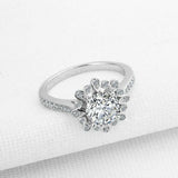 2ct Round Cut VVS1D Diamond Engagement Ring Sunflower Halo 14k White Gold Finish