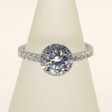 1.8ct Round Cut Diamond Engagement Ring Solitaire Halo 14k White Gold Finish