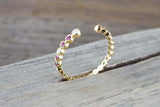 0.5ct Round Cut Pink Ruby Wedding Band 14k Yellow Gold Over Open Bezel Stackable