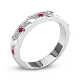 1Ct Round Cut Pink Ruby Diamond Heart Design Wedding Band 14K White Gold Finish