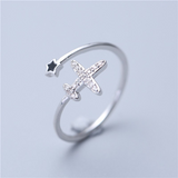 Aeroplane Design Engagement Ring 1.2ct Round Cut Diamond 14k White Gold Finish