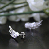 Lovely Angel Wings Stud Earrings 0.5ct Round Cut Diamond 14k White Gold Finish