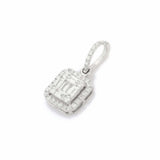 2ct Diamond Pendant Baguette Cut Brilliant Halo 14k White Gold Finish NO CHAIN