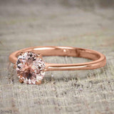 1.2ct Round Cut Peach Morganite Engagement Ring 14k Rose Gold Finish Solitaire