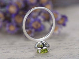 1.5ct Pear Cut Green Peridot Diamond Halo Solitaire Ring 14k White Gold Finish