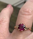 2ct Engagement Ring Round Cut Pink Ruby Swirl Solitaire 14k Yellow Gold Finish