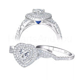 2ct Heart Cut Simulated Diamond Dual Halo Engagement Ring 14k White Gold Plated