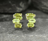 2.5ct Drop Earrings Emerald Cut Green Peridot Geometric Bar 14k WhiteGold Finish