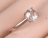 0.5ct Round Cut Peach Morganite Solitaire Engagement Ring 18k Rose Gold Finish