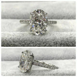 2.5Ct Oval Cut Diamond Solitaire Ring 14K White Gold Finish with Round Accents