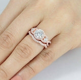 5Ct Round Cut Diamond Bridal Set Split Band Stylish Ring 14K Rose Gold Finish