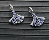 2.7ct Drop Earrings Round Cut Blue Tanzanite Chandelier 14k White Gold Finish