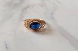 2Ct Oval Cut Blue Sapphire Diamond Vintage Engagement Ring 14K Rose Gold Finish