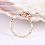 1ct Round Cut Pink Ruby Flower Design Engagement Ring 14k Rose Gold Finish