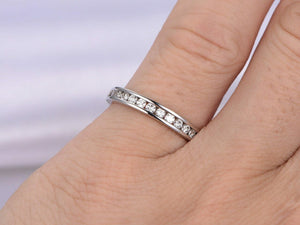 1.4ct Round Cut Diamond Wedding Band Stackable Half Eternity 14k White Gold Over