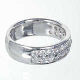 1.2ct Round Cut Diamond 2 Row Half Eternity Wedding Band 14k White Gold Finish