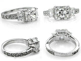 5Ct Asscher Cut Diamond Accented Trilogy Engagement Ring 14K White Gold Finish