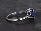 1ct Heart Cut Blue Tanzanite Engagement Ring Solitaire 14k White Gold Finish