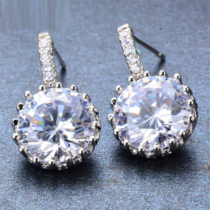 2ct Round Cut VVS1D Diamond Fancy Stylish Drop Earrings 14k White Gold Finish