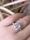 4ct Asscher Diamond Engagement Ring Baguette Accent Trilogy 14k White Gold Over