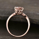 1.5ct Heart Cut Peach Morganite Solitaire Engagement Ring 14k Rose Gold Finish