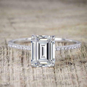 1.2ct Emerald Cut Diamond Engagement Ring 14k WhiteGold Finish Solitaire Promise