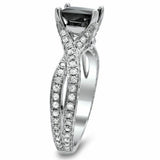 3Ct Princess Cut Black Diamond Split Shank Solitaire Ring 18K White Gold Finish